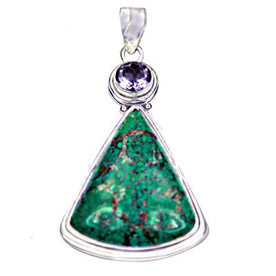 925 silver chrysocolla & amethyst pendant for women | gift