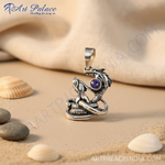 Load image into Gallery viewer, 925 Sterling Silver Dragon Pendant with Blue Gemstone for Women
