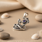 Load image into Gallery viewer, 925 Sterling Silver Dragon Pendant with Blue Gemstone for Women
