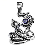 Load image into Gallery viewer, 925 Sterling Silver Dragon Pendant with Blue Gemstone for Women
