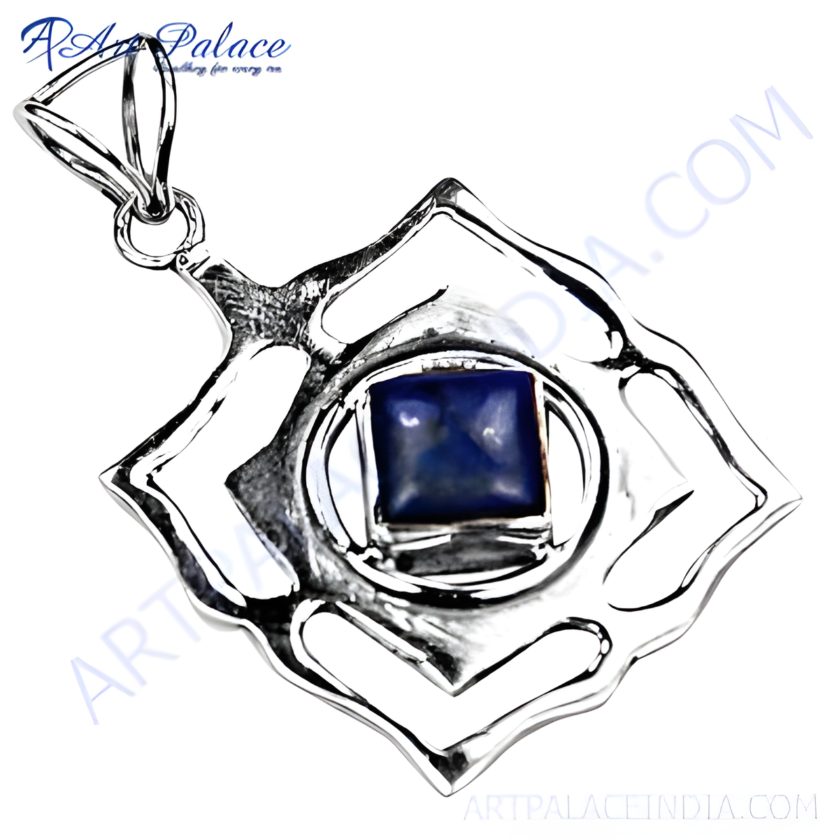 925 sterling silver lapis lazuli pendant with a square blue gemstone