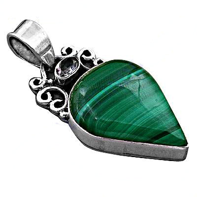 925 Silver Malachite Pendant for Women | Gemstone Jewelry Gift