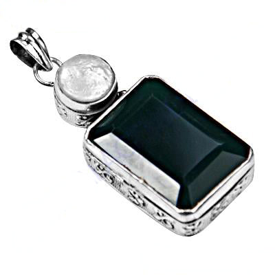 925 Silver Green Onyx Pendant for Women | Gemstone Jewelry