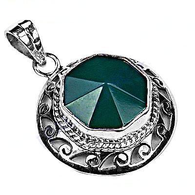 925 Silver Green Gemstone Pendant Necklace for Women