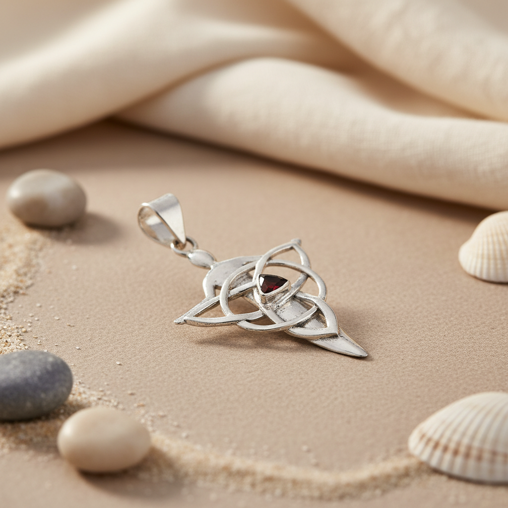 925 Silver Celtic Knot Garnet Pendant | Women's Gift Jewelry