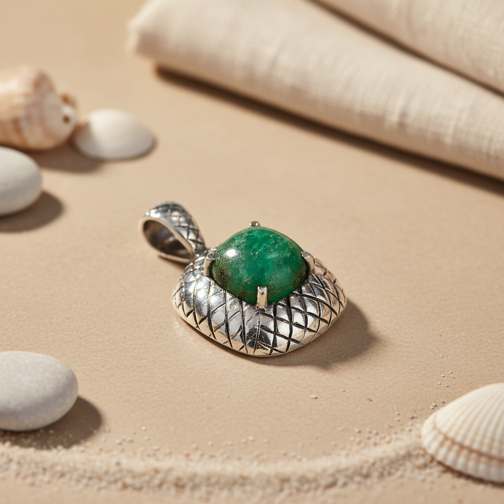 925 Silver Green Gemstone Pendant Necklace | Women's Jewelry Gift