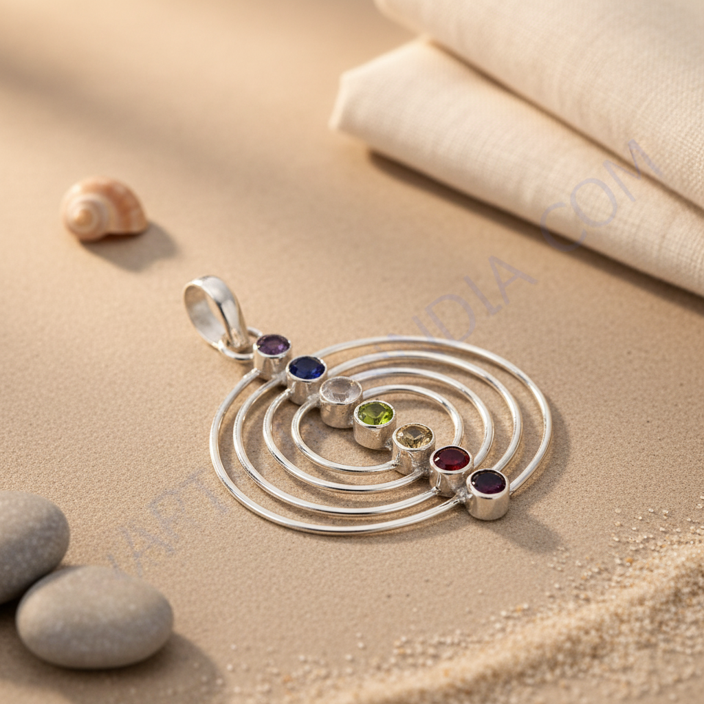 925 sterling silver chakra pendant necklace | gemstone jewelry