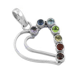Load image into Gallery viewer, 925 Silver Heart Pendant with Gemstones for Women | Gift
