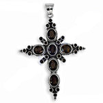 Load image into Gallery viewer, 925 Silver Smoky Quartz Cross Pendant for Women | Gemstone Jewelry
