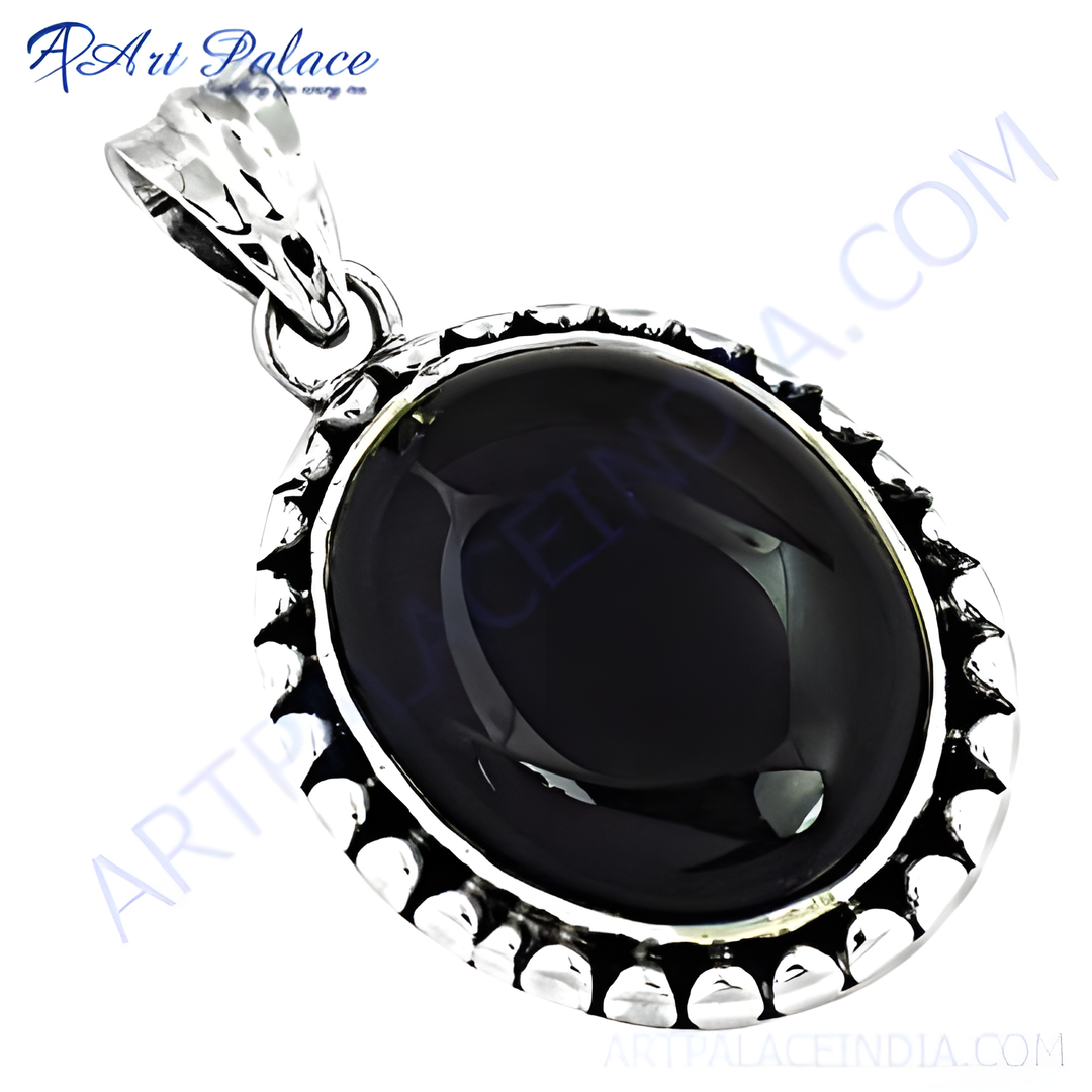 925 sterling silver black onyx oval pendant necklace for women