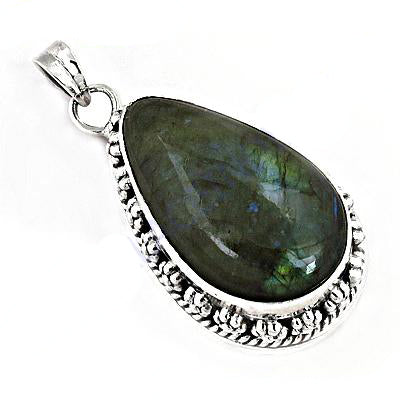 925 Silver Labradorite Teardrop Pendant | Women's Jewelry Gift
