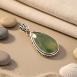 Load image into Gallery viewer, 925 Sterling Silver Green Jade Pendant Necklace for Women
