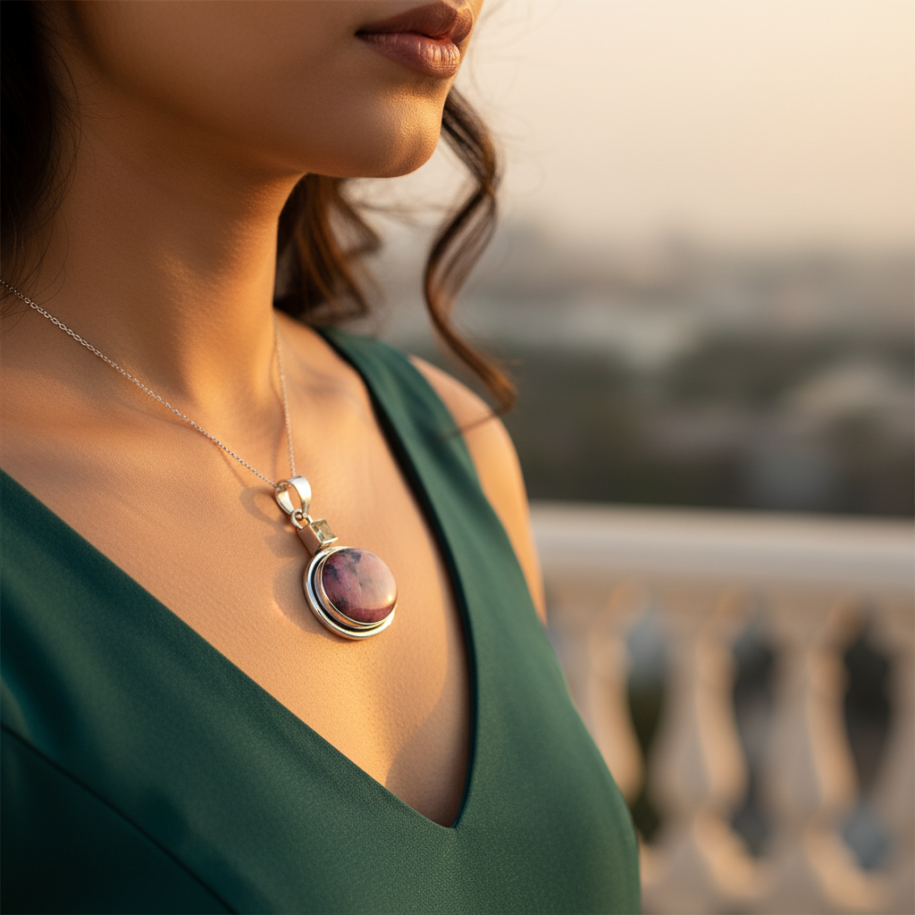 925纯银菱锰矿黄水晶吊坠（女士款）| 礼品首饰