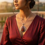 将图像加载到图库查看器中， 925银玛瑙吊坠 | 红色宝石水滴项链
