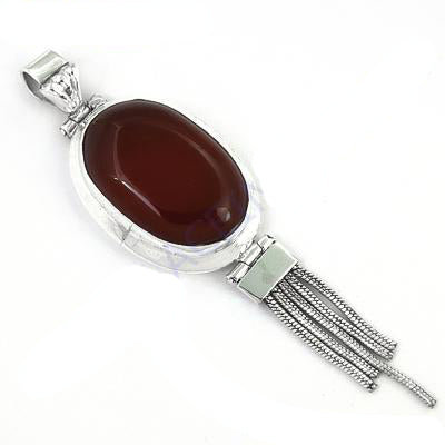 925 Silver Red Carnelian Pendant for Women | Gemstone Jewelry