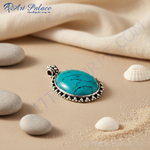 Load image into Gallery viewer, 925 Silver Turquoise Pendant | Oval Gemstone Jewelry | Gift
