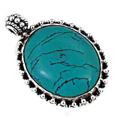 925 silver turquoise pendant | oval gemstone jewelry | gift