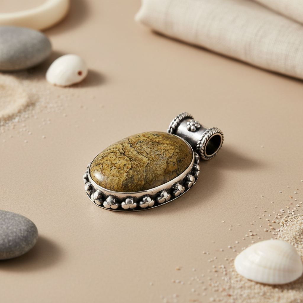 925 Silver Jasper Stone Pendant for Women | Gemstone Jewelry
