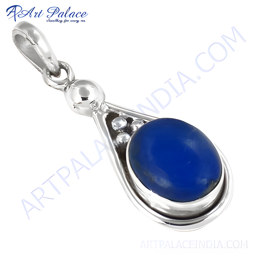 925 sterling silver lapis lazuli pendant with oval blue gemstone