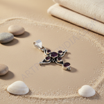 Load image into Gallery viewer, 925 Sterling Silver Cross Pendant with Garnet for Women
