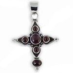 Load image into Gallery viewer, 925 Sterling Silver Cross Pendant with Garnet for Women
