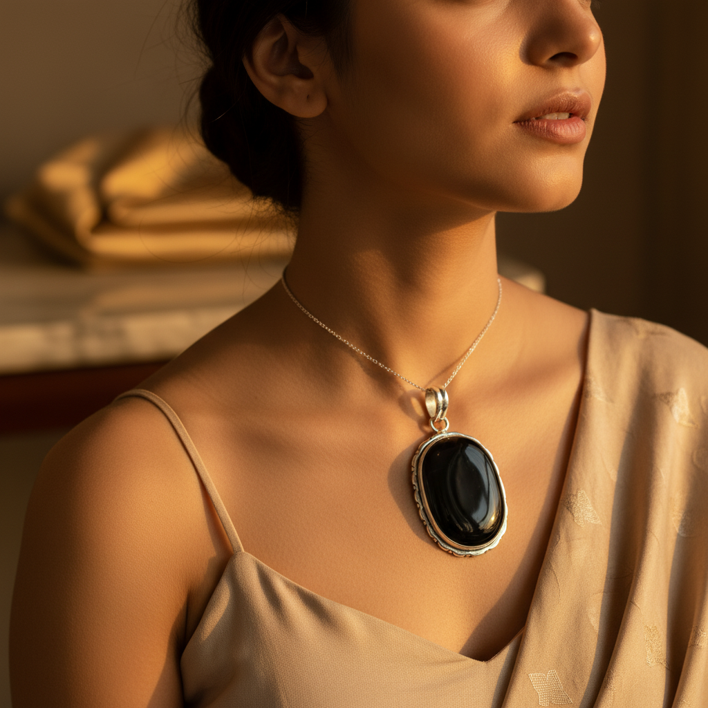 925 Silver Black Onyx Pendant for Women | Gemstone Jewelry