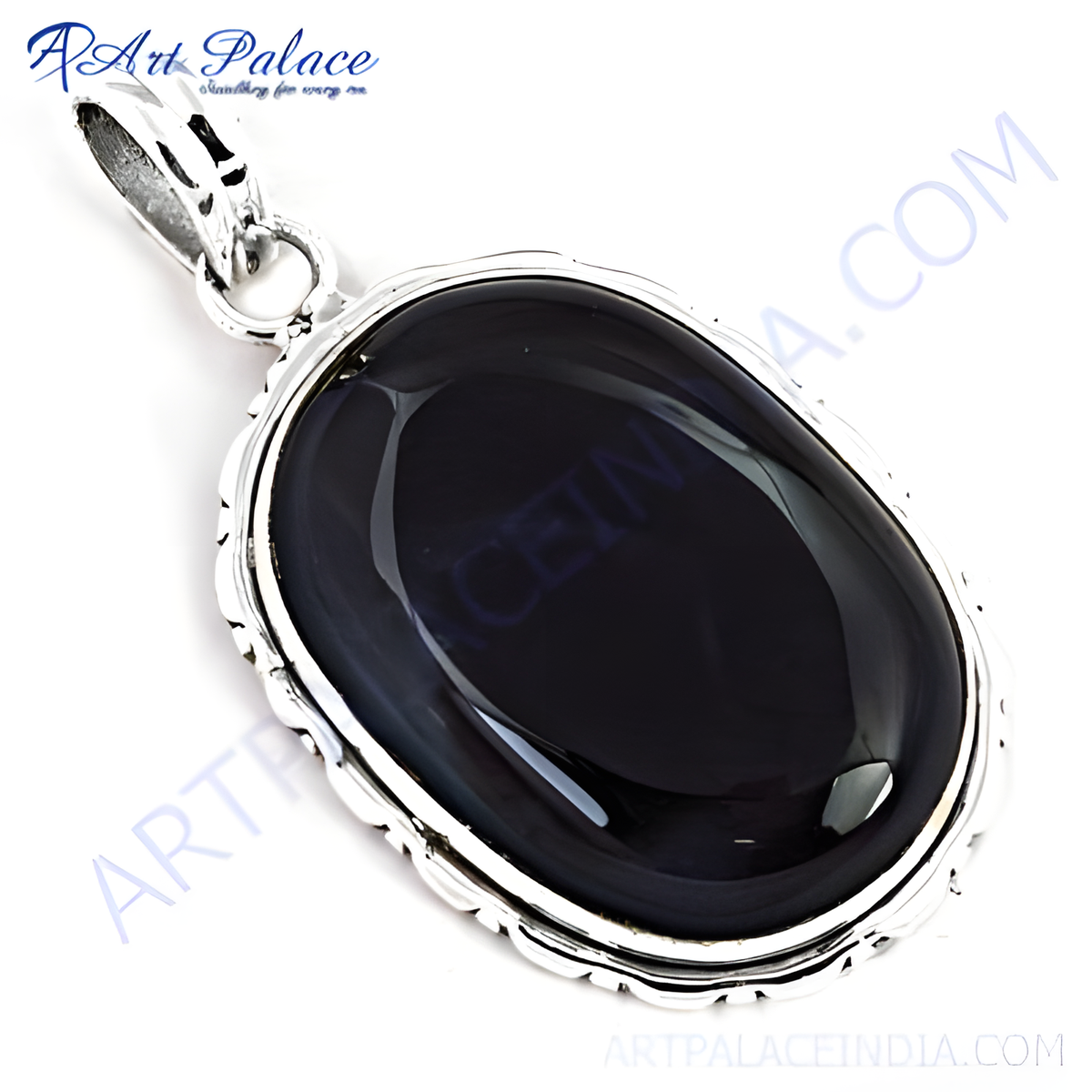 925 sterling silver pendant with a large black onyx gemstone