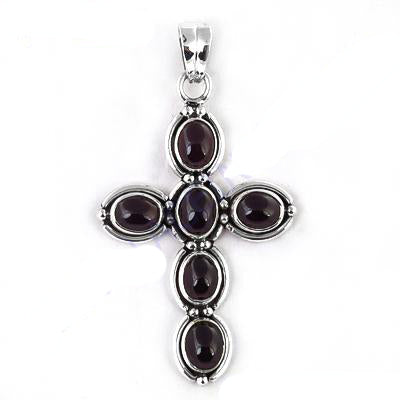 925 Silver Garnet Cross Pendant Necklace for Women | Gift Jewelry