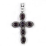 Load image into Gallery viewer, 925 Silver Garnet Cross Pendant Necklace for Women | Gift Jewelry
