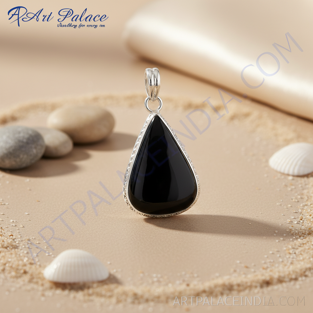 925 Silver Onyx Teardrop Pendant Necklace | Women's Jewelry Gift