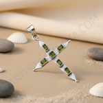 将图像加载到图库查看器中， 925纯银橄榄石十字吊坠（女士款）| 宝石首饰

