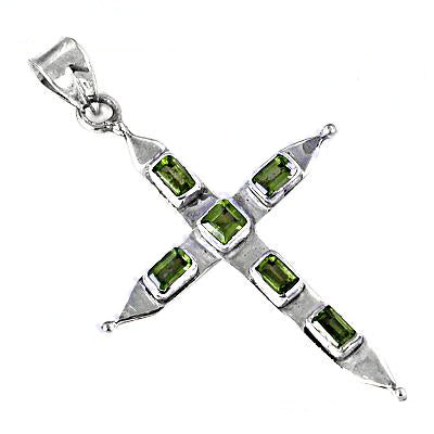 925 Silver Peridot Cross Pendant for Women | Gemstone Jewelry