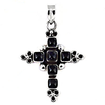 925 Silver Onyx Cross Pendant for Women | Gemstone Jewelry