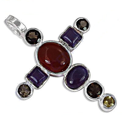 925 Silver Gemstone Cross Pendant for Women | Spiritual Jewelry