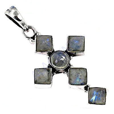 925 Silver Moonstone Cross Pendant for Women | Gemstone Jewelry