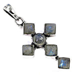 Load image into Gallery viewer, 925 Silver Moonstone Cross Pendant for Women | Gemstone Jewelry
