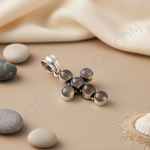 Load image into Gallery viewer, Colgante de cruz de cuarzo ahumado en plata 925 | Regalo para mujer
