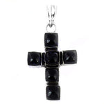 Load image into Gallery viewer, Silver Cross Pendant Necklace | Black Onyx Gemstone Jewelry
