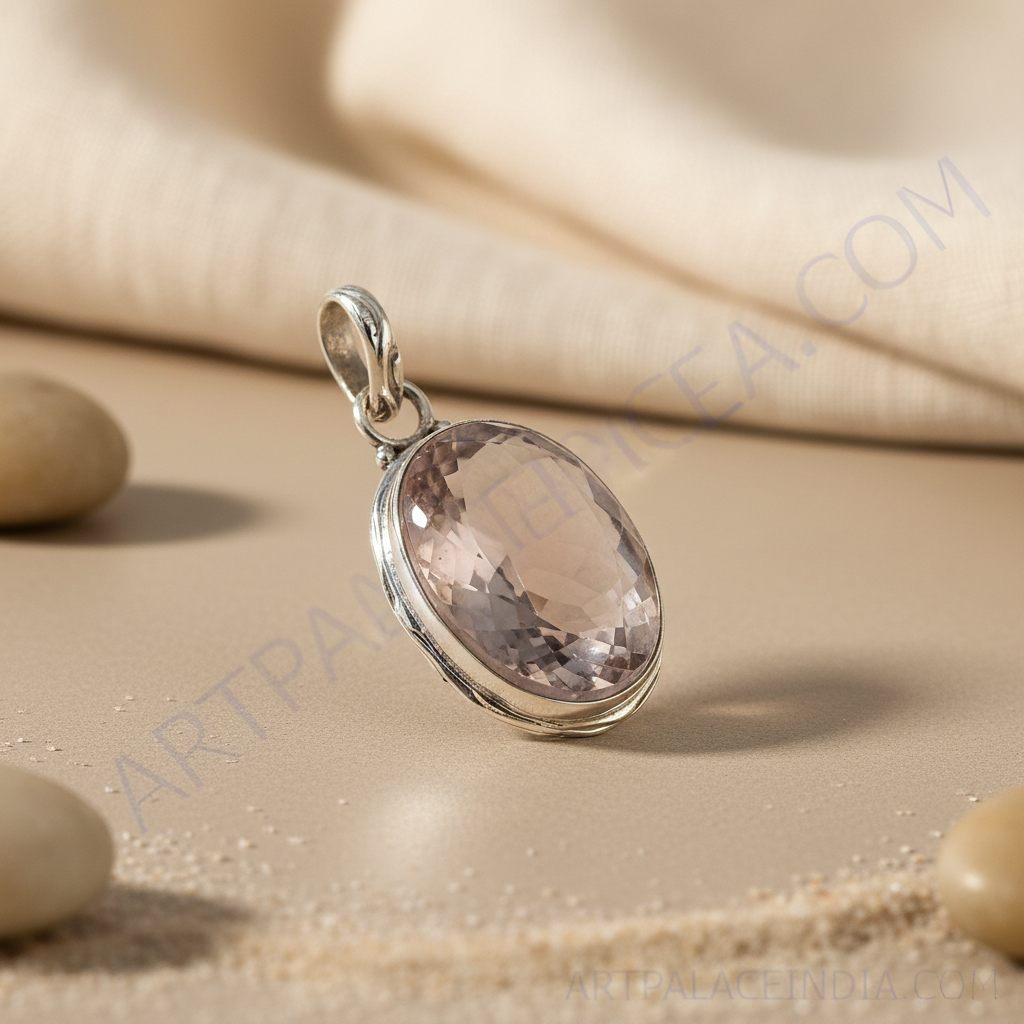925 Silver Rose Quartz Pendant for Women | Gemstone Jewelry