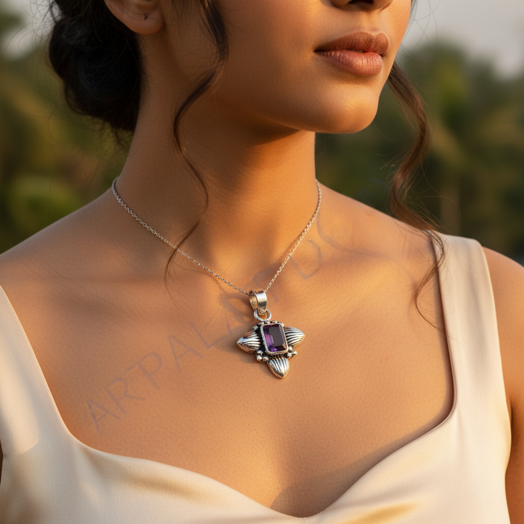 Colgante de amatista en plata de ley 925 para mujer | joyería con piedras preciosas