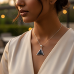 将图像加载到图库查看器中， 925 Silver Onyx Triangle Pendant Necklace | Women's Jewelry Gift
