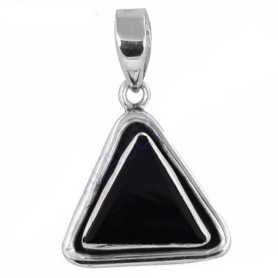 925 Silver Onyx Triangle Pendant Necklace | Women's Jewelry Gift