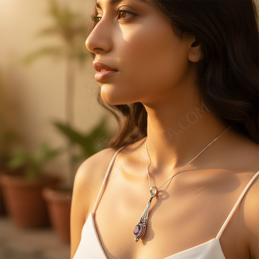 Colgante de lágrima de amatista en plata 925 para mujer | joyería de regalo