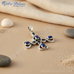Load image into Gallery viewer, 925 Silver Lapis Lazuli Cross Pendant for Women | Gemstone Jewelry
