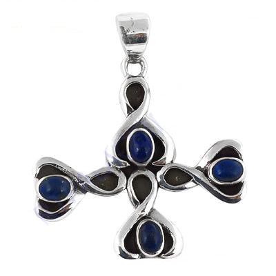 925 Silver Lapis Lazuli Cross Pendant for Women | Gemstone Jewelry