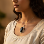 Load image into Gallery viewer, 925 Silver Black Onyx Oval Pendant for Women | Gemstone Jewelry
