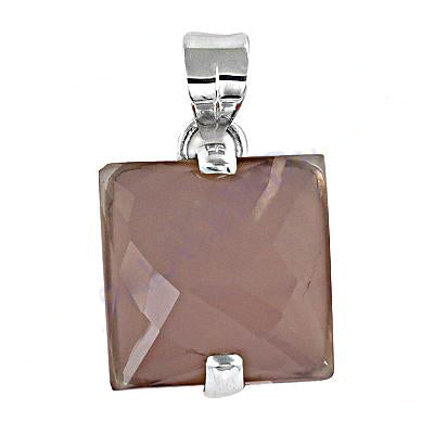 Silver Square Gemstone Pendant for Women | Daily Wear Necklace