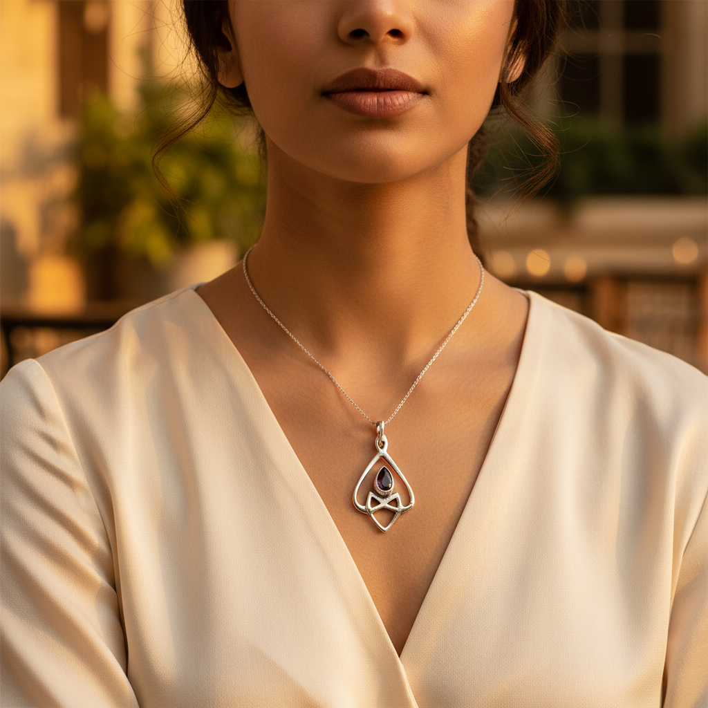 Colgante de amatista en plata 925 para mujer | joyería con piedras preciosas