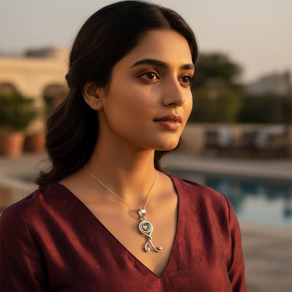 925 Sterling Silver Citrine Pendant for Women | Gemstone Jewelry