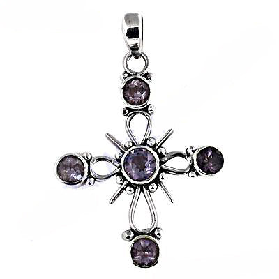925 Silver Amethyst Cross Pendant for Women | Gemstone Jewelry